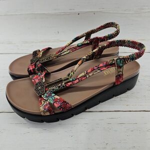 Alegria PG Lite ROZ‎ Get Away EU 39 US 9 Strappy Tan Floral Slingback Sandals